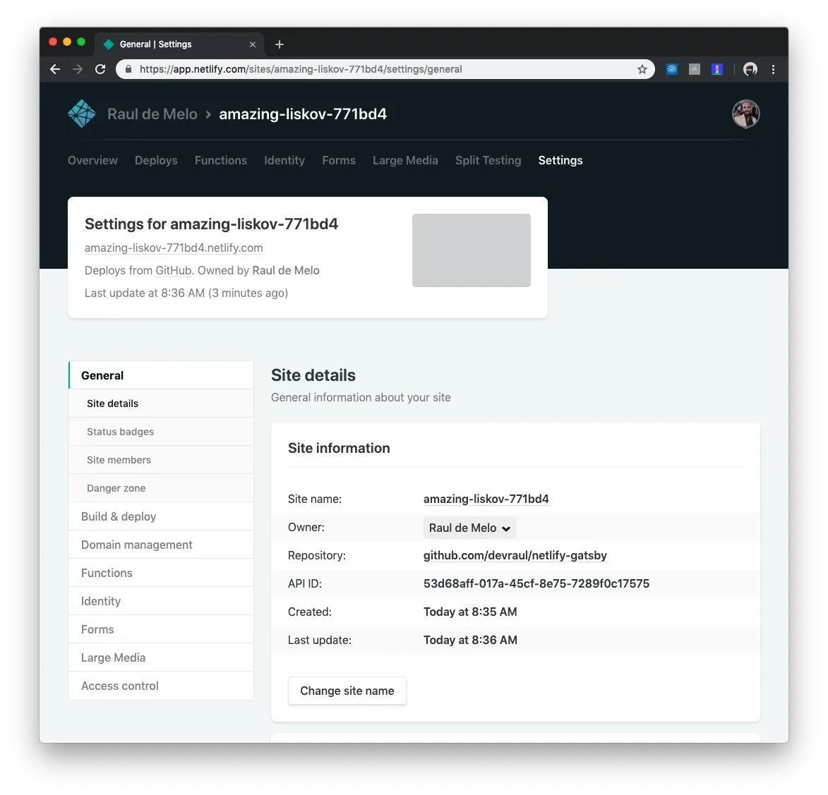 Configuração do projeto no Netlify