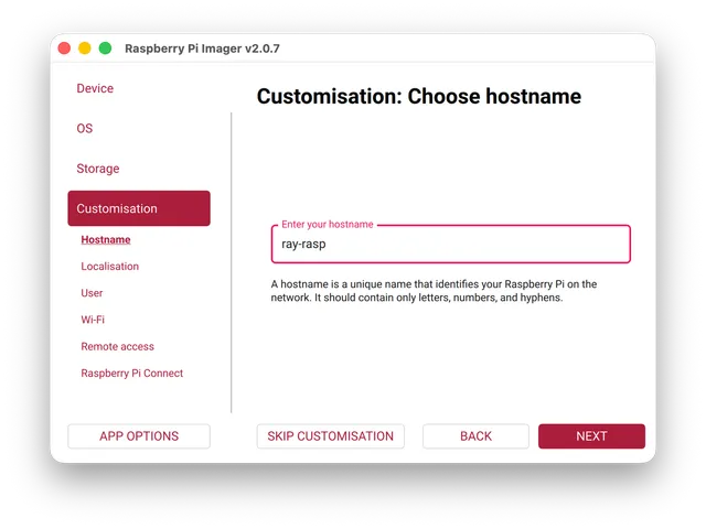 Customization: choose hostname