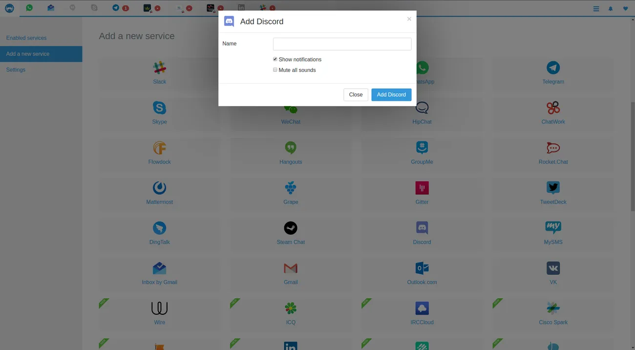 Novo serviço: discord