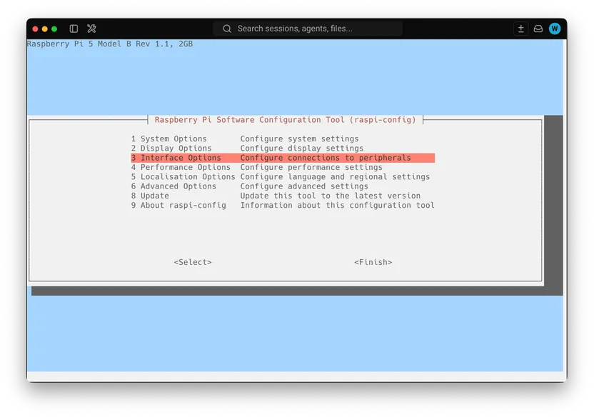 raspi-config initial interface
