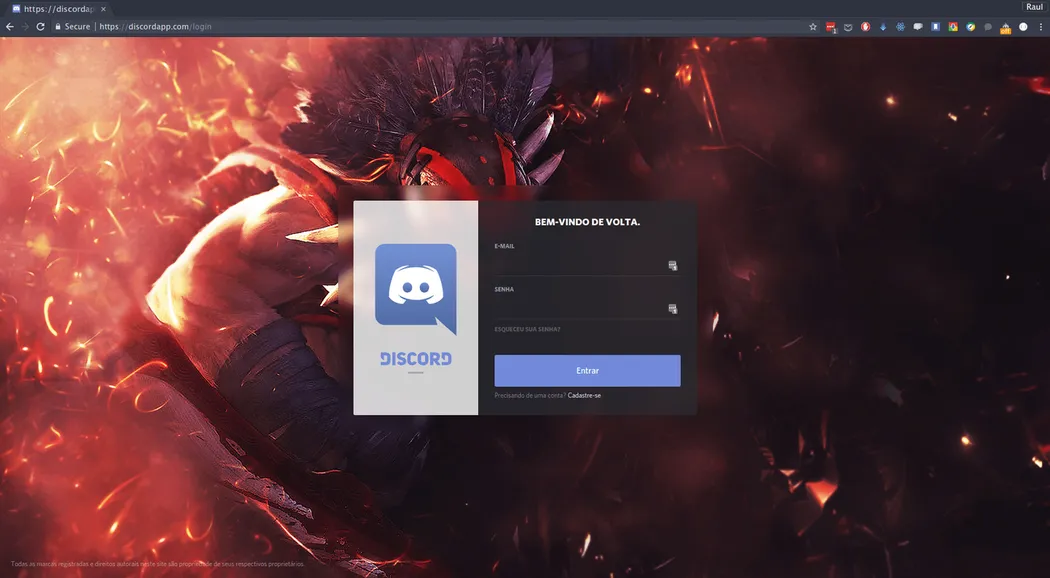 Discord login na web