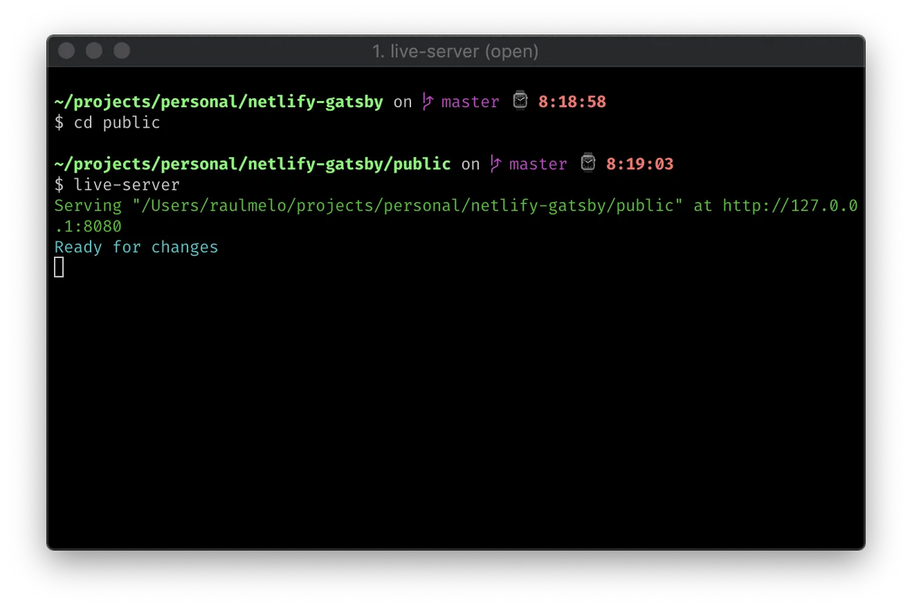 Server HTTP com "live-server"