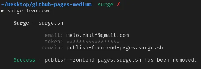 surge teardown: projeto removido