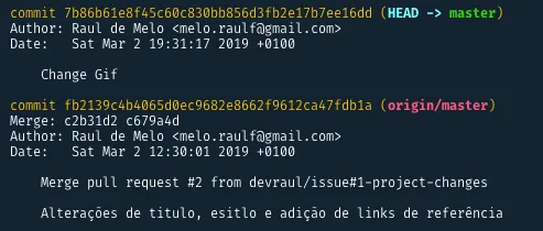 Git log após alterar o GIF