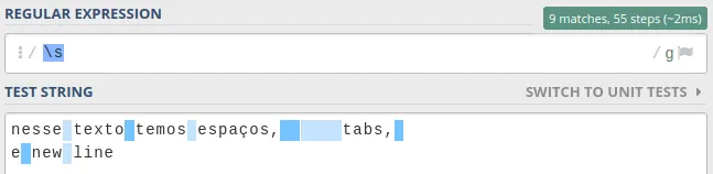 Pegando todos os white spaces!