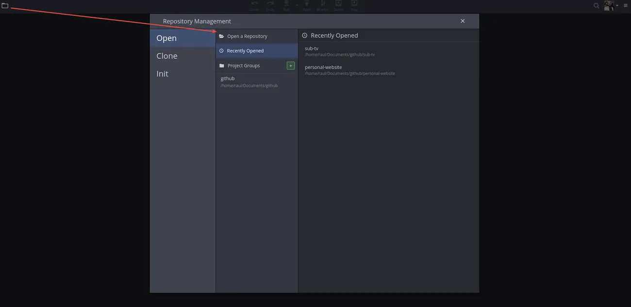 Gitkraken: Open a repository